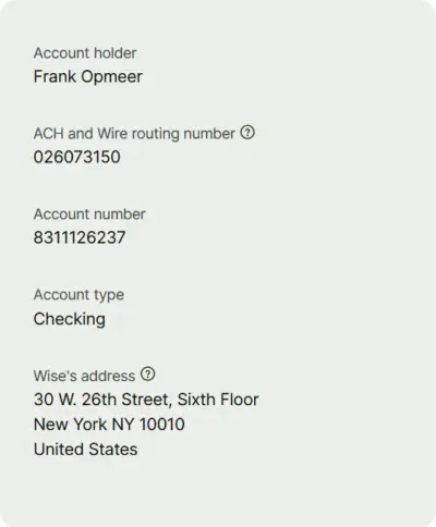 USA Bank Details
